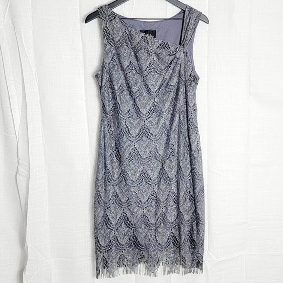 S.L. Fashions Metallic Thread Lace Crochet Women's Party Dress Size M - Picture 2 of 9